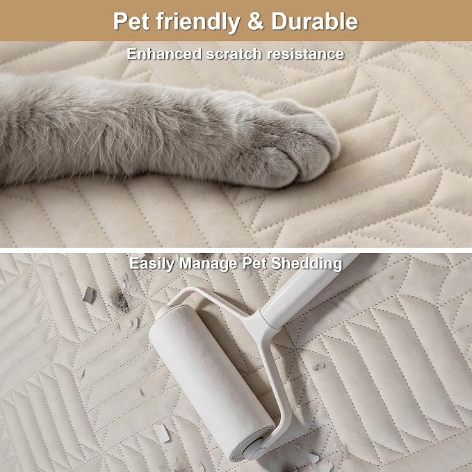 Velvet Sectional Couch Covers for Sofa Washable(35.4"x70.9") | Soft No Shedding White Couch Covers, Sofa Cover for 3 Cushion, Pet Friendly Non Slip Couch Protector Cover for Dogs - Image 4