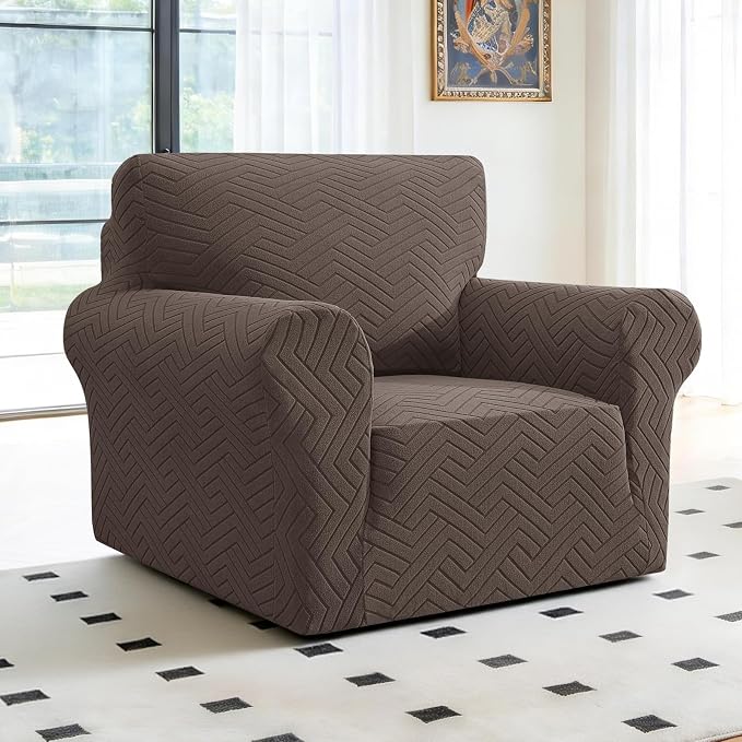Stretch Sofa Cover Non-Slip Washable Furniture Protector | Stretch, 31"-46".Soft, Non Skid Foam, Elastic Bottom, Machine Washable, for Kids & Pets, Couch & Sofa, Light Coffee - Image 2