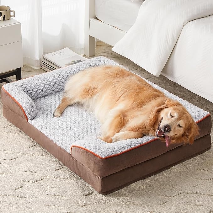 LEXTRO Orthopedic Dog Bed for Medium Dogs, Comfy Sleeping Dog Sofa Bed | 28x23 Inch Medium Dog Bed with Sides, Non-Slip Bottom and Egg-Crate Foam Dog Couch Bed with Washable Removable Cover - Image 7