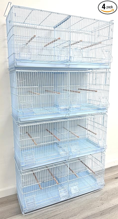 Large White Stackable Breeder Bird Flight Cage Side Breeding Nest Box Door with Center Removable Divider (White, 30"x11"x15"H Lot-4) by Mcage