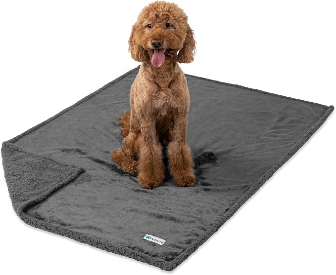 PetAmi Waterproof Dog Blanket for Couch, Extra Large 80x60, Pee Proof Sherpa Fleece Reversible Pet Throw, Furniture Protector for Bed Sofa Crate Kennel, Soft Washable Cover for Dog Cat, Grey Sherpa - Image 8
