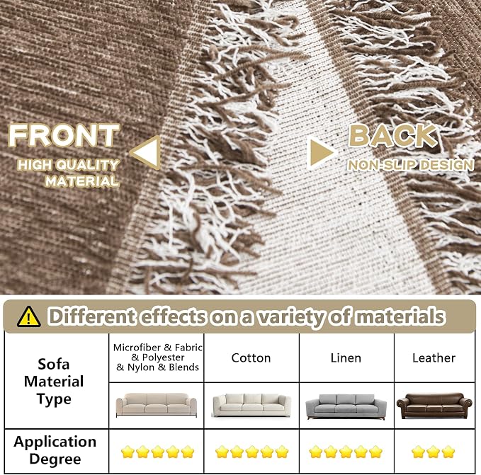 MYSKY HOME Couch Cover for Dogs Washable Couch Covers Couch Covers for Sofa Couch Cover 2 Cushion Sofa Non Slip Dogs Furniture Protector with Tassels Chenille Sofa Covers for Pets, 71"x102", Sand - Image 7