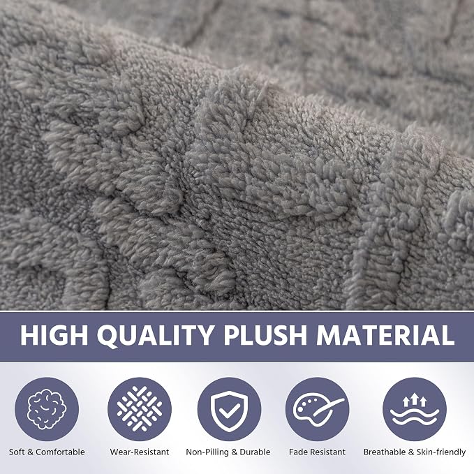 OTOB All Season Couch Cover for Dogs Washable, Anti Slip Soft Plush Geometric Jacquard Love Seat Sofa Slipcovers, Kids Pet Friendly Furniture Protector Couch Covers, 1 Piece (Light Gray, 27.6"x59.1") - Image 2