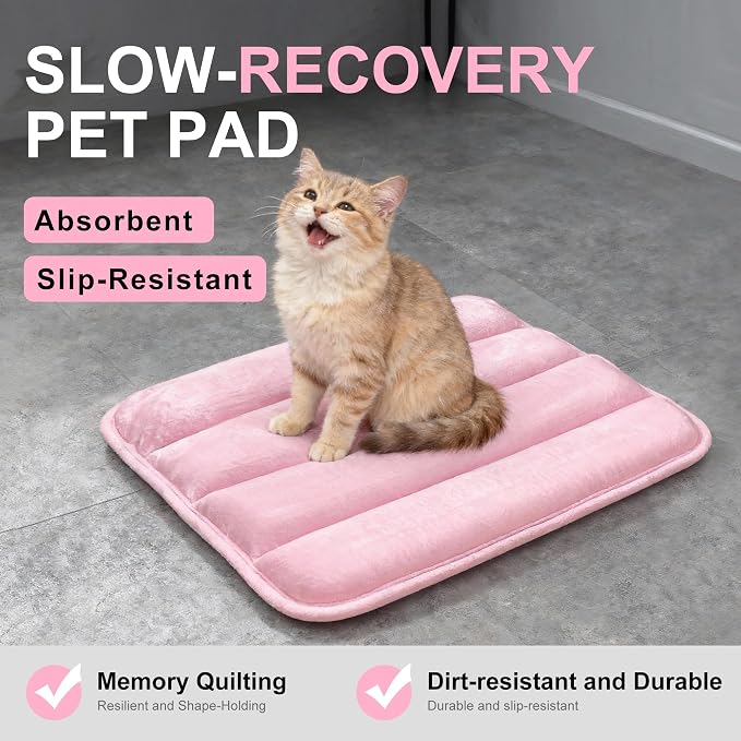 Dog Bed Mat, Reversible Dog Crate Pad with Washable Kennel Mat and Soft Foam, Flat Pet Bed for Dogs & Cats, for Crates Carriers & Travel (Pink, 18" L*12" W*1.5" Th) - Image 4