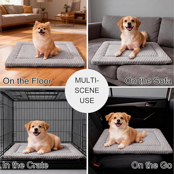 Dog Bed Mat - Dog Crate Pad - Reversible Mat for Pet Comfort - Soft Bed Crate Pads for All Seasons - Durable, Machine Washable Mat for Crates, Travel, and Home (Light Gray, 24" L*18" W*1.5" Th) - Image 6