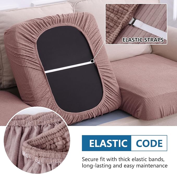 hyha Waterproof Couch Cushion Covers for Pets, Non Slip Sofa Seat Cover | Stretch Jacquard Fabric, Elastic Bottom, Non Slip Fit, Waterproof Protection, Pet Hair Protection (1 Piece for Backrest M) - Image 4