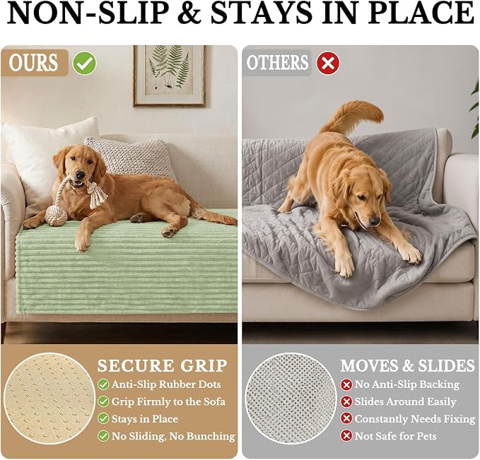 Smiry Waterproof Couch Cover for Dogs, Washable Non Slip Plush Protector | Waterproof Protection, Plush Flannel, Non Slip Backing, Pet Hair & Scratch Protection, Soft Cover (36" x 82.7") - Image 3