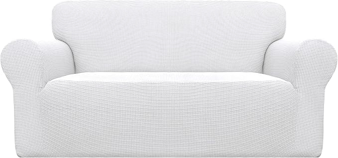 Easy-Going Stretch Oversized Loveseat Couch Covers Washable Snow White | 1-Piece Large Loveseat Cover for 2 Cushion Couch Furniture Protector RV Sofa Slipcover Soft with Bottom for Kids Pets by Easy-Going