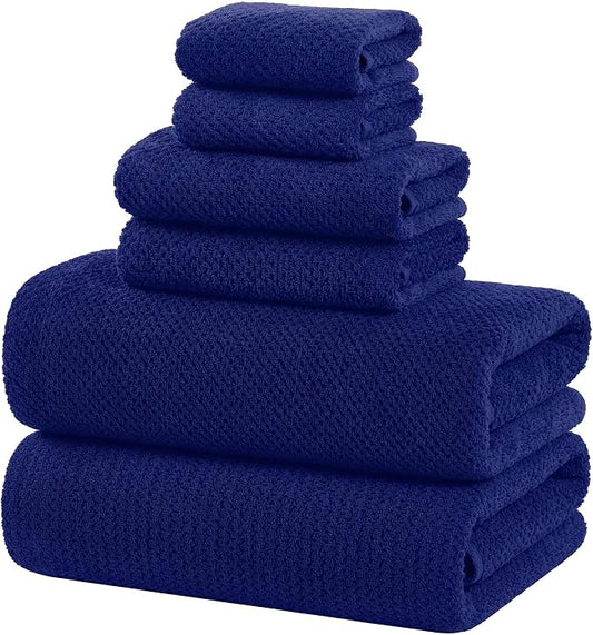 Extra Large Bath Sheets Set 6-Piece, 2 Bath Towels 40x80 Inches, 2 Hand Towels, 2 Washcloths, Soft Absorbent Quick Dry Microfiber Towels for Bathroom Beach Pool Gym Spa,Navy Blue by BXRBXRTowels
