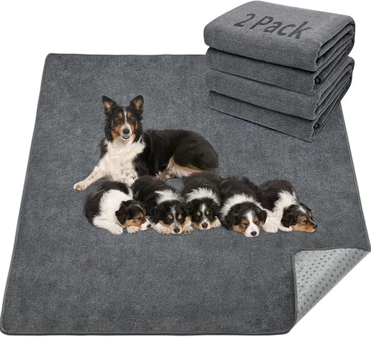 LOOBANI Washable Pee Pads for Dogs, 2 Pack Non-Slip and Leak-Proof,48"x60" | Super Absorbent Reusable Dog Pee Pads, Machine Washable, Extra Large for Whelping, Crate, Playpen, Floor, Housebreaking by LOOBANI