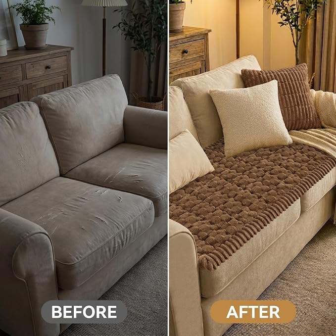 Smiry Non Slip Couch Covers for Dogs, Scratch Resistant Pet Sofa Protector | Machine Washable Soft Fuzzy Thick Furniture Cover for Sofa Loveseat Sectional Large Dogs, Chocolate, 35.4" x 88" - Image 7