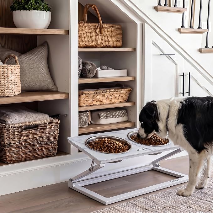 Elevated Dog Bowl, Adjustable Height and Tilt Angle Dog Bowl Stand | Precisely Adjust Height And Tilt Angle, Easy To Clean, Equipped With 2 Stainless Steel Food Bowls, Sturdy And Durable. - Image 5