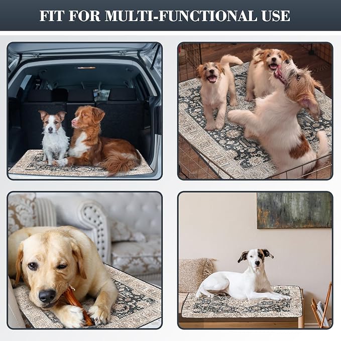 Non-Slip Dog Washable Pee Pads Extra Large 72" x 72", Boho Reusable Pet Training Pad for Playpen, Waterproof Doggie Rug Washable for Puppy Crates, Whelping Pad, Dog Rug Indoor - Image 6