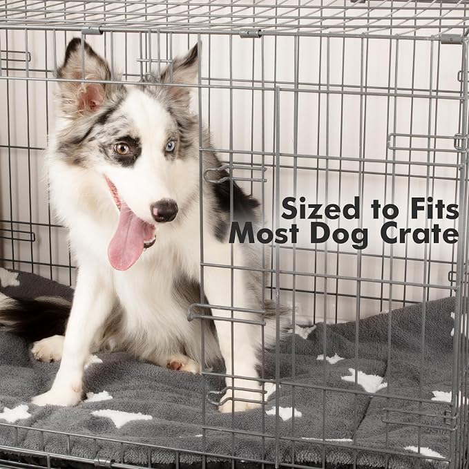 Mora Pets Cat Bed for Indoor Cats Washable Dog Crate Pad Cute Star Dog Bed Mat for Small Dogs Pet Kennel Pad for Cage Soft Flat Puppy Kitten for Sleeping Anti-Slip Grey 22 x 13 inch 2 Pack - Image 5