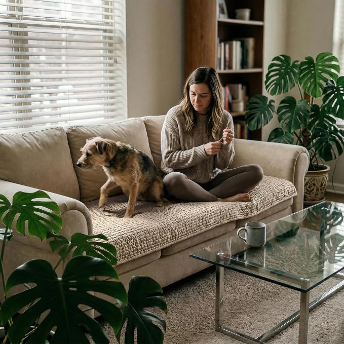 PAULATO BY GA.I.CO. Waterproof Blanket – 24x67” Changing Absorbent Pad for Incontinence – Machine Washable Stain-Resistant Protector for Couch Sofa or Bed – Reusable Waterproof Cover - Macadamia - Image 6