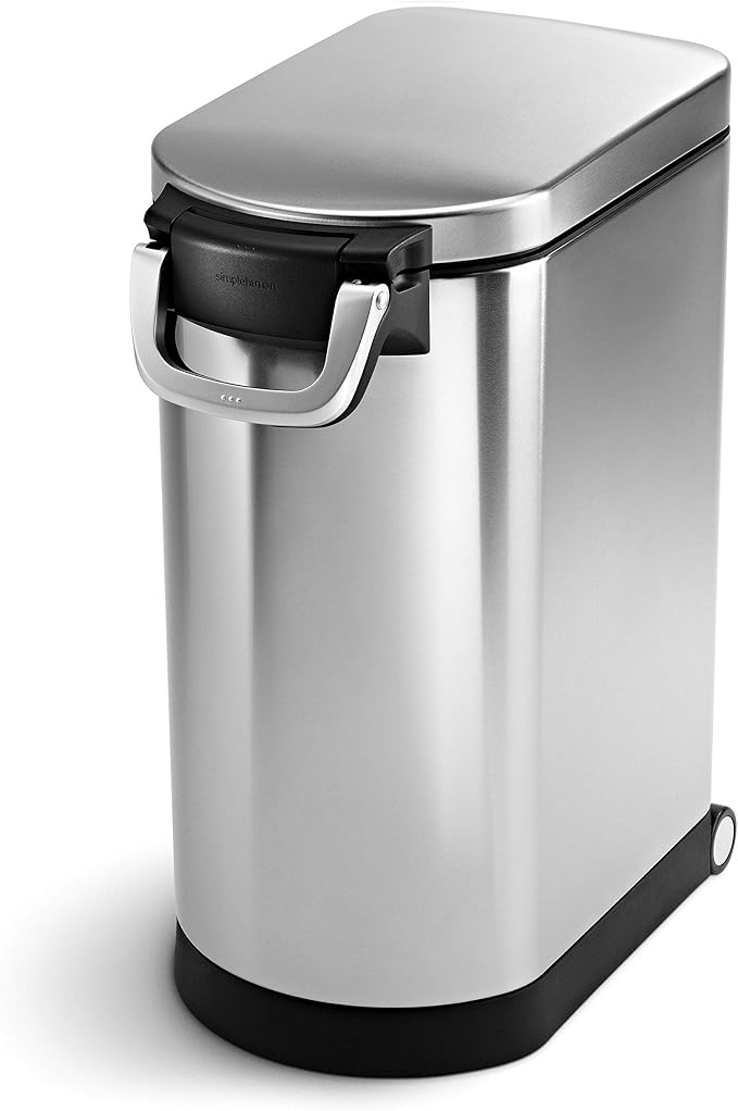 simplehuman Large Pet Food Storage Container, Holds 30-35 lb / 14-16 kg of Dry Dog Food, Cat Food, or Bird Seed, Airtight Lock-Tight Lid with Magnetic Scoop, BPA-Free, Brushed Stainless Steel by Unknown