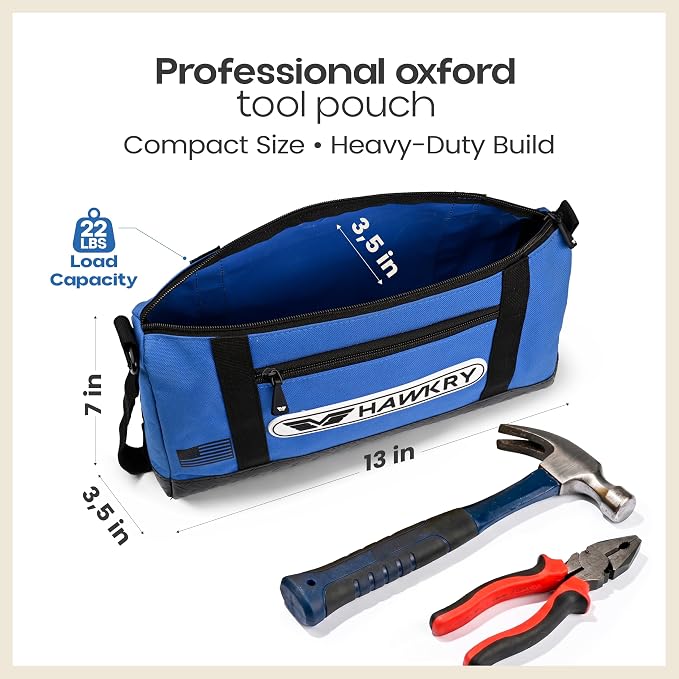 HAWKRY Oxford Waterproof Tool Bag – Small Tool Bag and Tool Pouch, Fishing Bag, Travel Pouch, Compact, Durable Small Travel Bag, Multipurpose Tool Bags for Men for Work, Fishing and Travel - Image 2