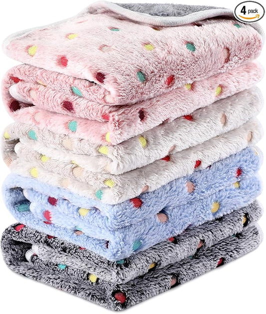Reginary 4 Pcs Waterproof Guinea Pig Blankets Washable Small Animal Fleece Bedding Absorbent Guinea Pig Cage Liners Reusable Training Pee Pad Pet Sleep Mat for Hamster(Colorful Dot,35 x 24 Inch) by Reginary
