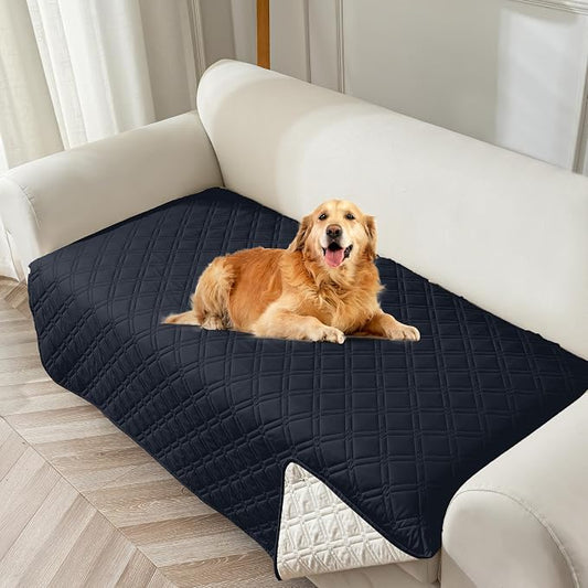 Genina Waterproof Couch Cover, Washable Anti-Slip 51 inch Loveseat Sofa Covers with 2 Cushions, Sectional Couch Covers for Pets Friendly, Sofa Slipcovers for Dogs Cats, (51inch/Navy Blue) by Genina