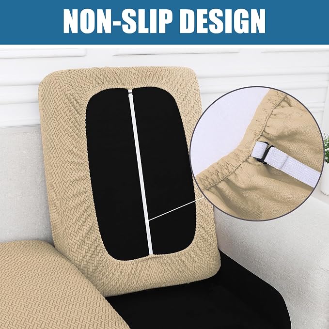 Smiry Waterproof Couch Cushion Covers, Non Slip Seat Cushion Covers | Stretch Jacquard Sectional Sofa Slipcover, Washable Elastic Furniture Protector for Pets, Kid, 2 Pieces, Light Brown - Image 3