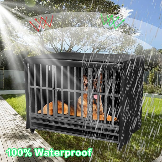 48 inch Heavy Duty Dog Crate Cover Durable 600D Oxford Fabric | Dog Kennel Cover Soundproof Waterproof Sunshade Fit For Wire Dog Cage Covers With Breathable Side Window( Only Covers) - Image 4