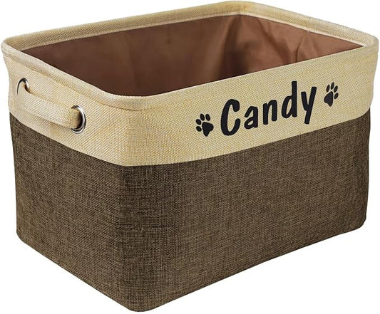 PET ARTIST Collapsible Dog Toy Storage Basket Bin with Personalized Pet's Name - Rectangular Box Chest Organizer for Clothing, Apparel & Accessories by PETARTIST