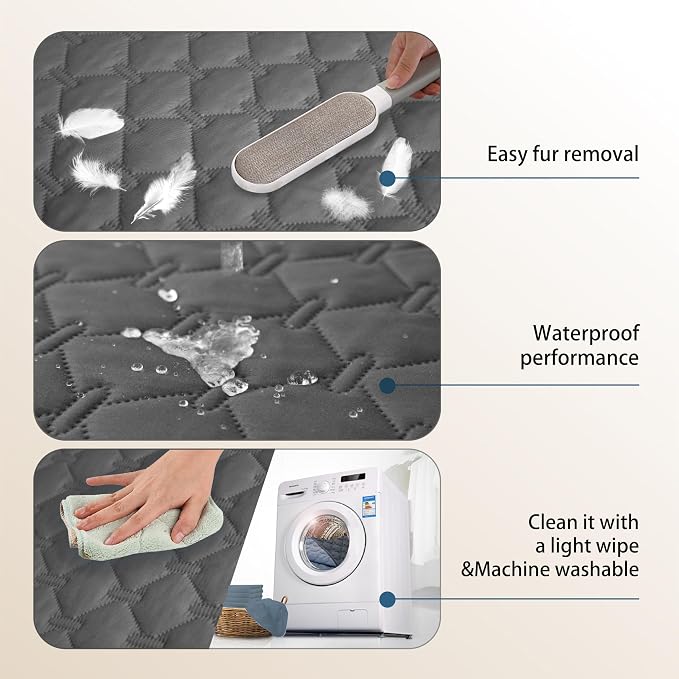 gogobunny 3X Stronger Waterproof Pet Blanket, Scratch Proof Furniture Protector for Dogs Cats, Reversible Cover 30x90 Inch, Dark Grey - Image 4