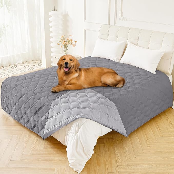 Smiry Waterproof Dog Bed Cover, Reversible Pet Blanket for Sofa Couch | Soft Washable Dog Blanket, Leakproof Couch Cover for Dogs Cats & Furniture Protection, 82x82, Grey/Light Grey by Smiry