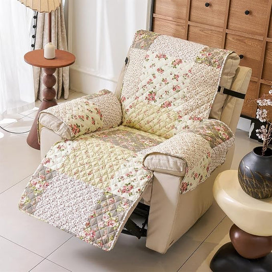 Cmfshape Skidproof Sofa Cover-Yellow Sofa Slipcover with Elastic Straps-Easy Fit Slip Cover-Patchwork Washable Furniture Protector for Pets and Kids(Recliner,Yellow) by cmfshape-quiltset