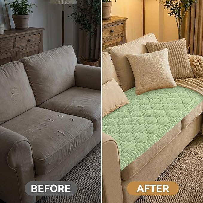 Smiry Couch Cover for Dogs Washable, Non Slip Fuzzy Pet Sofa Protector | Soft Thick Furniture Cover for Sofa, Loveseat and Sectional, Scratch & Pet Hair Resistant (Sage Green, 27.6" x 82.7") - Image 7