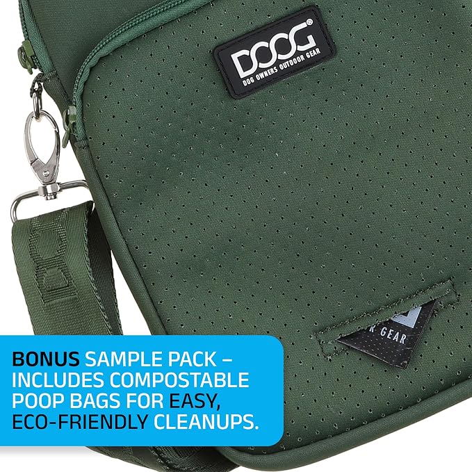 DOOG Neosport Walkie Bag - Lightweight Neoprene Dog Treat Pouch & Crossbody Shoulder Bag with Built-in Poop Bag Dispenser - Hands-Free Everyday Essentials - Green - Image 3