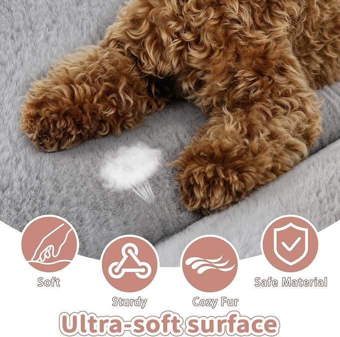Dog Crate Pad 48 Inch, Washable Plush Kennel Mat for XXL Dogs, Anti-Slip Cushioned Pad for Wire and Metal Crates, Indoor, Travel and Training Use, Grey - Image 2