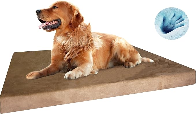 Dogbed4less Orthopedic Waterproof Durable Gel Cool Memory Foam Dog Bed for Large Dogs, Microsuede in Brown Color, Jumbo 55X47X4 Inches - Image 8