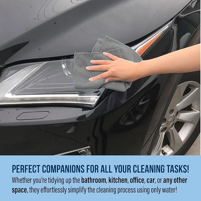 GREEN LIFESTYLE Chamois Cloth, Microfiber Cleaning Cloth 750 Pack, Borderless Towels Cleaning, Car Microfiber Towel, Drying Car Wash Towels (11.5" x 11.5", Grey) - Image 3