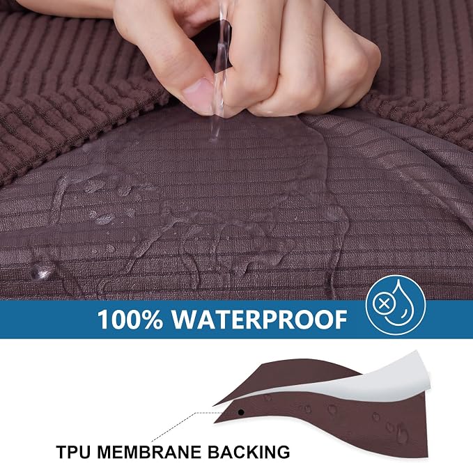 hyha Waterproof Couch Cushion Covers for Pets, Non Slip Sofa Seat Cover | Stretch Jacquard Fabric, Elastic Bottom, Non Slip Fit, Waterproof Protection, Pet Hair Protection (1 Piece for Large) - Image 3