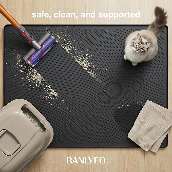 Cat Litter Box Mat - SM Small Medium Size 24 x 17 in, Water Proof, Kitty Litter Trapping Mat, Easy to Clean, Scatter Control, Odorless, Pet Supplies for Indoor Cats, Dark Gray - Image 6