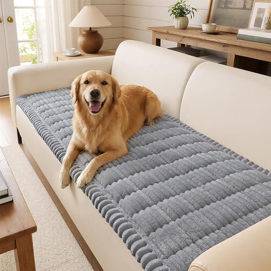 decorUhome Couch Cover for Dogs, Non Slip Fuzzy Thick Pet Sofa Protector | Pet Friendly, Machine Washable, Fits 3-Cushion Sofa, Protects Against Pet Hair & Daily Messes, Grey, 27.6" x 70.9" by decorUhome