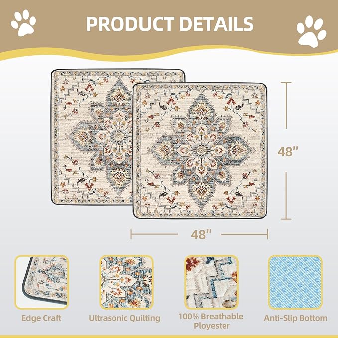 SCLOSE Washable Pee Pads for Dogs Large 2 Pack, 48" x 48" Reusable Puppy Pads Waterproof Dog Rugs, Super Absorbent, Leakproof, Dog Crate Pad, Playpen Mat, Whelping Pads, White Medallion - Image 6