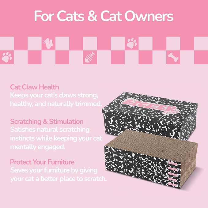 Naomi 18" x 10" Reversible Corrugated Cardboard Cat Scratcher Pads with Catnip, 5-Pack, Black/White Modern Furniture Protector CSR1009C - Image 5