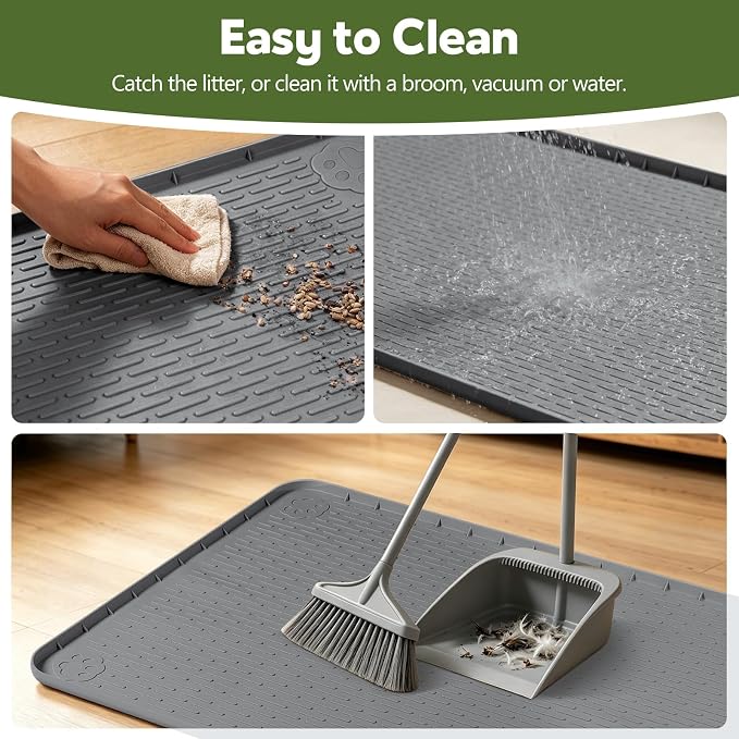 Silicone Bird Cage Mat 57" x 40" Under Crate Floor Protector, Dark Grey | Extra Large Waterproof Bird Cage Liner with Raised Edges, Non-Slip Under Crate Mat for Dog Cages, Kennels, Reptile Aquariums - Image 4