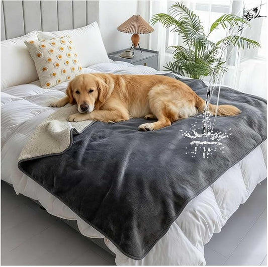 Waterproof Pet Blanket for Bed, Reversible Soft Flannel Love Blanket, Bed Blanket for Couples Washable, Spill-Proof Dog Throw Blanket for Couch, Sofa Protect, Camping,Grey,50"x60" by Unknown