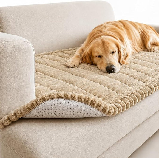 Couch Cover for Dogs Cats, Non Slip Washable Pet Sofa Protector, Plush | Polyester plush, non-slip silicone, machine washable, sofa sectional loveseat recliner, fur scratches muddy paws protection by Unknown
