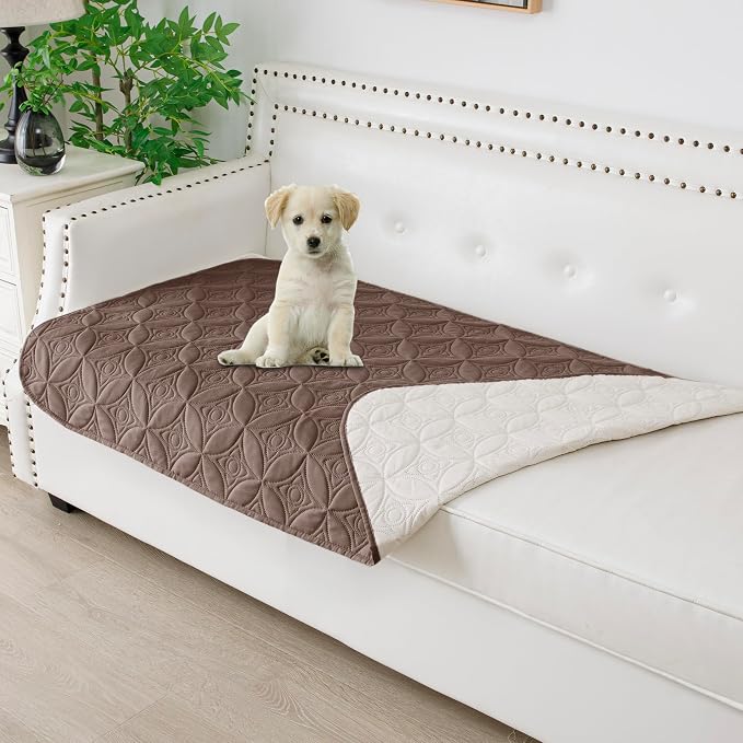 Waterproof Couch Cover for Dogs - Washable Pets Furniture Protector | TPU Leak-Proof Liner, Lightweight & Reversible, Fits Chair, Sofa, Bed, 30" x 53" , Chocolate/Cream by TuffeelHome
