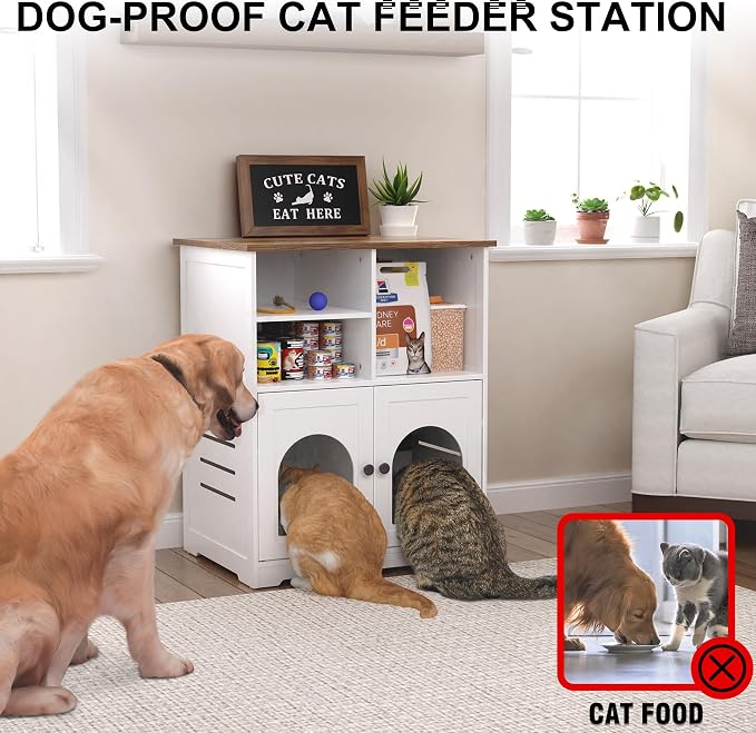 GDLF Cat Feeding Station, Cat Cabinet for Microchip Feeder with Dog-Proof Design, Specially Fits Surefeed & Automatic Pet Feeder for Multi-Pets Home - Image 5