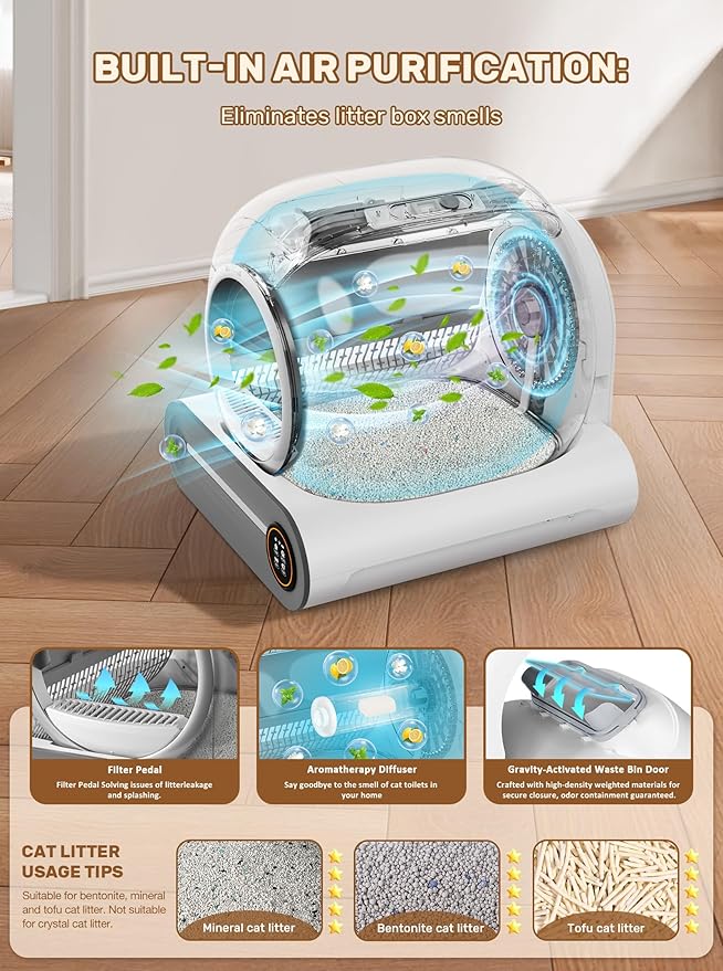 Automatic Litter Box, (2026) Multi-Function Upgrade Robot Self Cleaning Litter Box for Multiple Cats, 65L+9L Extra Large, APP Control, Deodorization, 3 Rolls Litter Bag Liners, 1 Odor Eliminator - Image 4