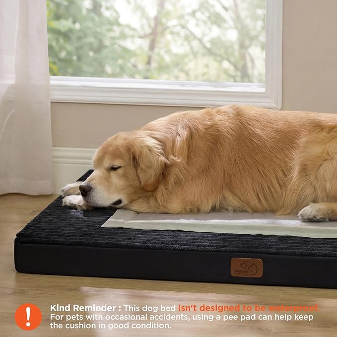 Bedsure ComfyFleece XXL Dog Bed for Crate with Washable Cover, 47x29 | Orthopedic Egg Crate Foam Pet Mat,Removable Cover, Nonslip Bottom,Not Waterproof,Not Chewproof,For Extra Large Breeds ≤100lbs - Image 2
