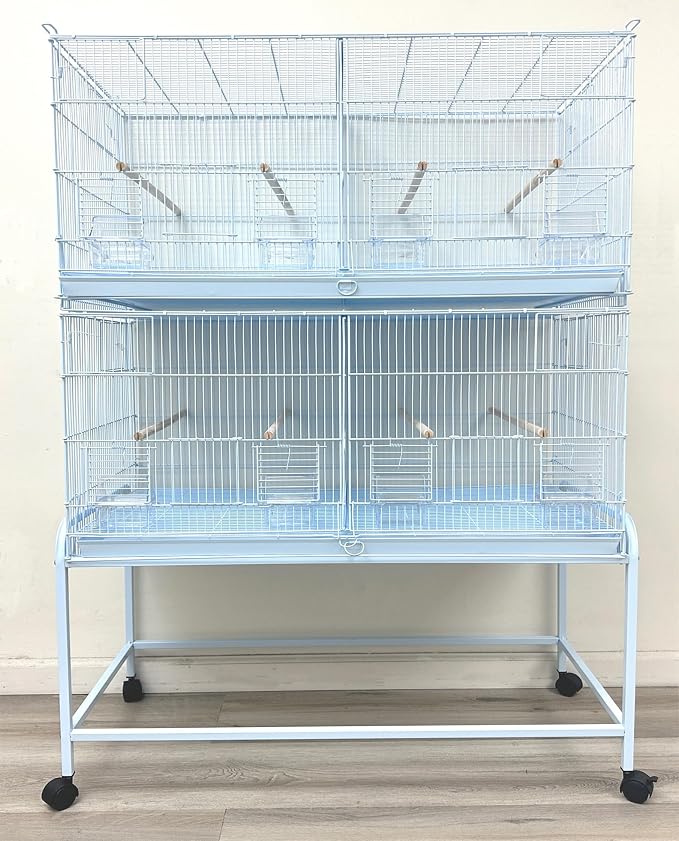 Extra Large 36" x 18" x 19"H Lot of Two Breeder Bird Flight Cage Side Breeding Nest Box Door Center Divider with Removable Rolling Stand by Mcage