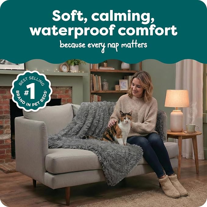 Furhaven Waterproof Throw Blanket for Dogs & Indoor Cats, Reversible Protective Pet Blanket, Extra Large, Long Faux Fur & Velvet, Gray - Image 2