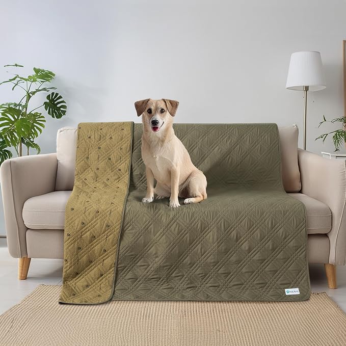 PetAmi Waterproof Couch Cover for Dogs, Non-Slip Leakproof Sofa Furniture Protector for Pet Cat, Machine Washable Bed Blanket for Car Seat, 102x82 Green - Image 7