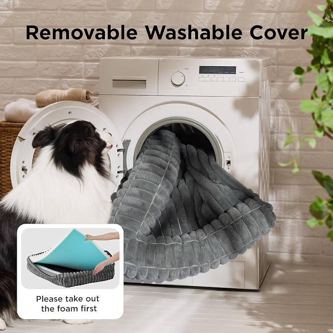 Bedsure ComfyFleece™ Orthopedic Dog Beds for Extra Large Dogs, Waterproof Memory Foam XL Pet Bed with Sides, Non-Slip and Egg-Crate Foam Big Dog Couch Sofa with Washable Corduroy Cover, Blue - Image 7